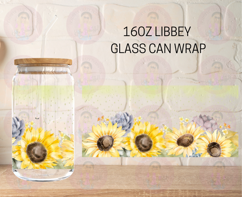 Floral Gnome UV DTF Wrap | Cup Wrap | 16oz Libbey Glass Can | Uv Dtf Wrap |  Coffee Cup Wrap | Gnome UV dtf wrap | Ready to Ship