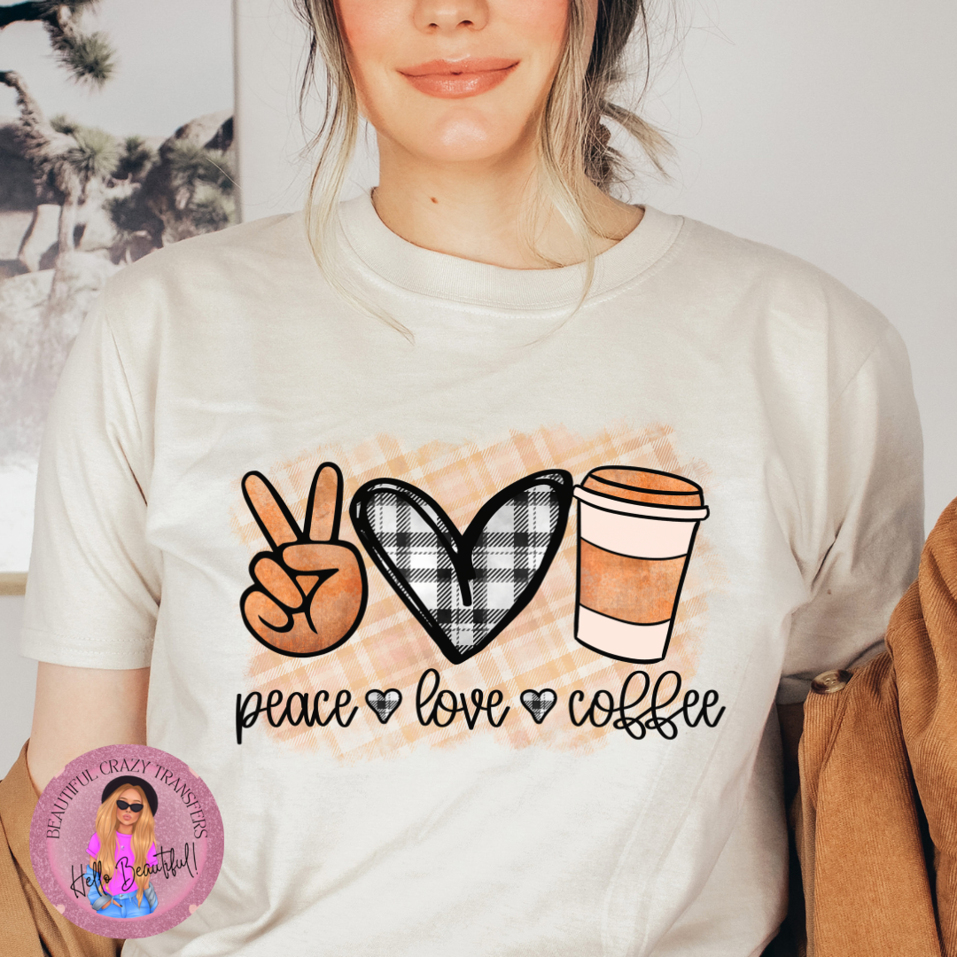 Peace Love Coffee DTF Transfer