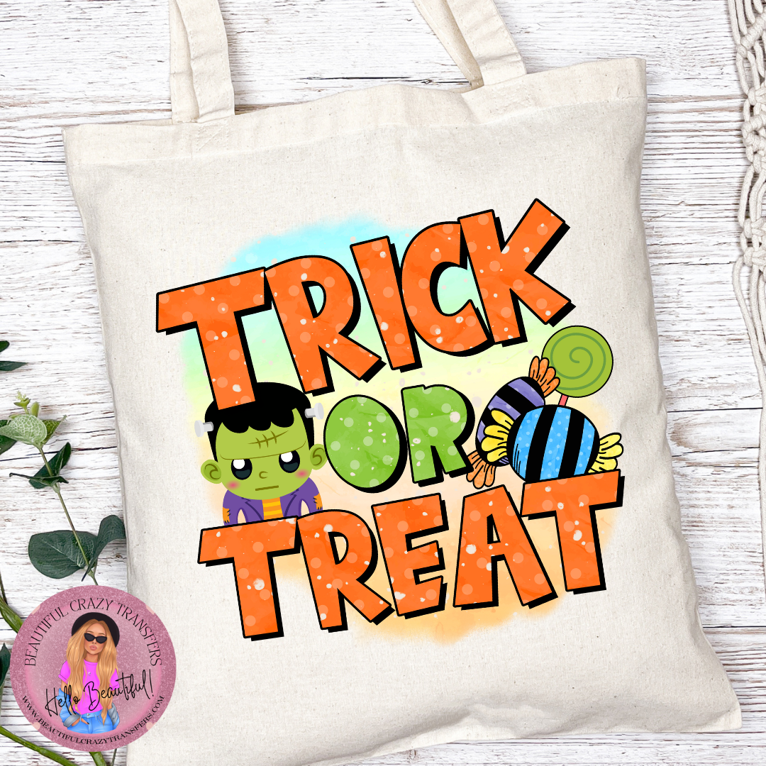 Trick Or Treat Frankenstein DTF Transfer