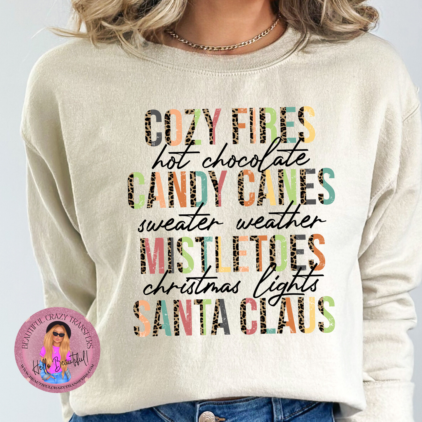 Cozy Fires Candy Canes (Black Lettering) DTF Transfer