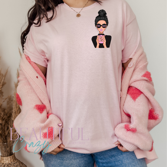 Girl Boss Pocket-Black Hair DTF Transfer