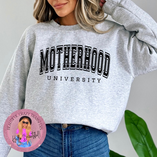 Motherhood University Black PUFF PRINT Screenprint Transfer